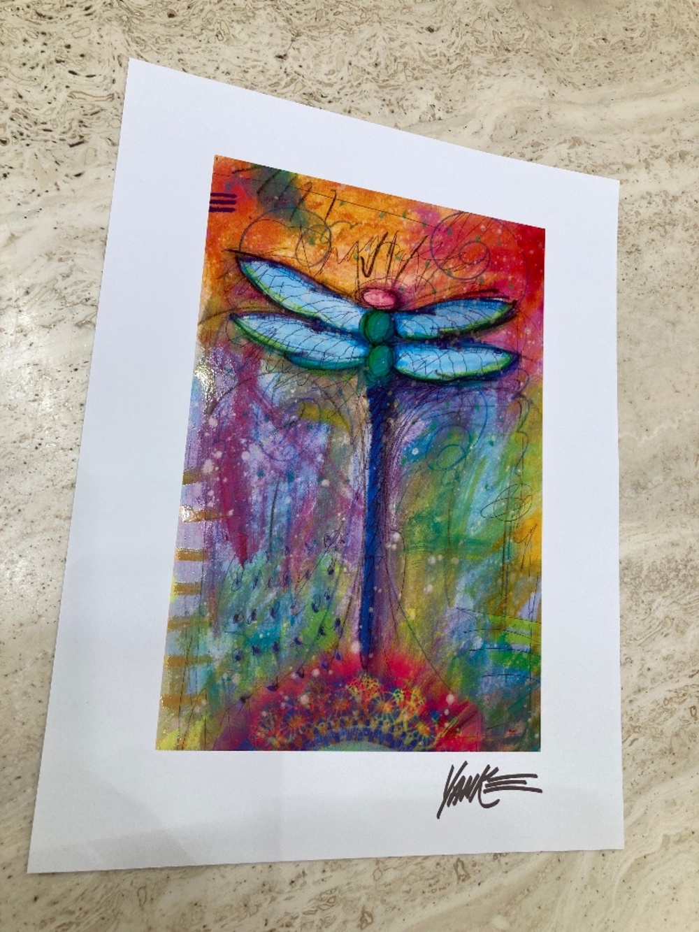 Tim Yanke Dragonfly 2024 Wall Art - Colorful Abstract Unframed